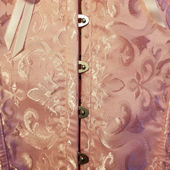 Pink Boned Lace-up Corset & G-String - Picture 5 of 7